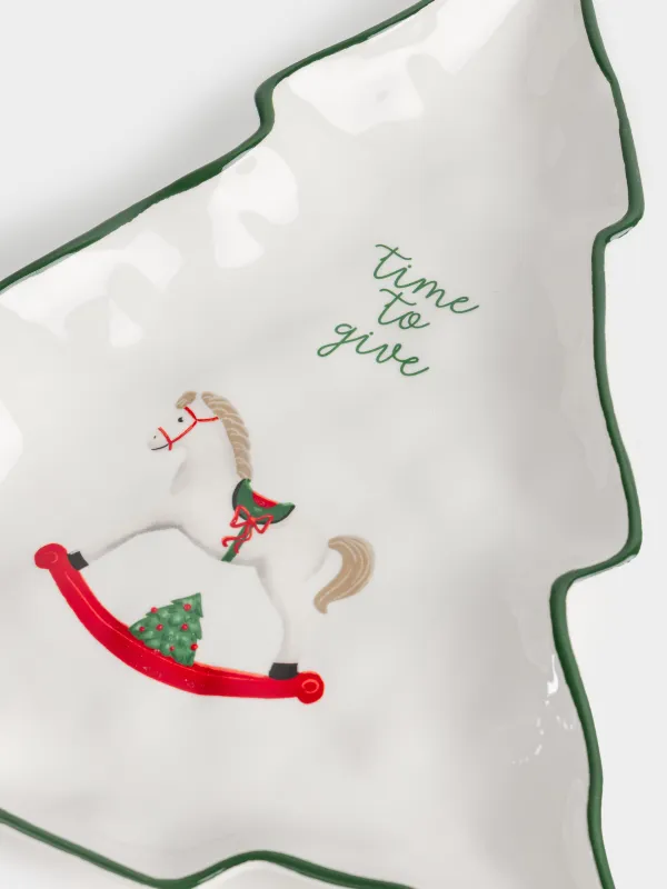 Dish, 31x27 cm, ceramic, Horse, Christmas green, image-2