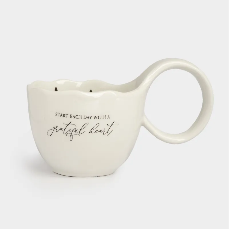 Mug, 400 ml, ceramic, milky, Horse inside, Crumple print