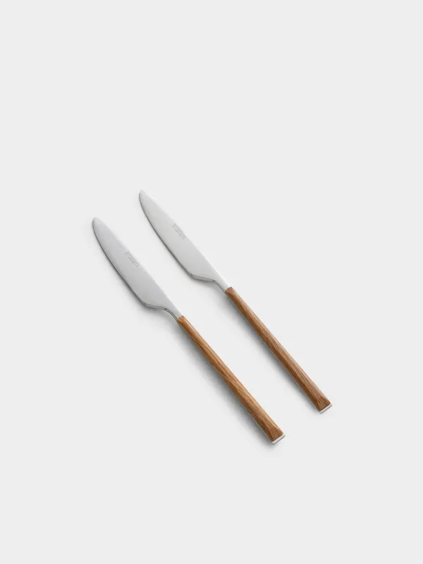 Table knife, 2 pcs, steel/plastic, brown, Prague, image-1