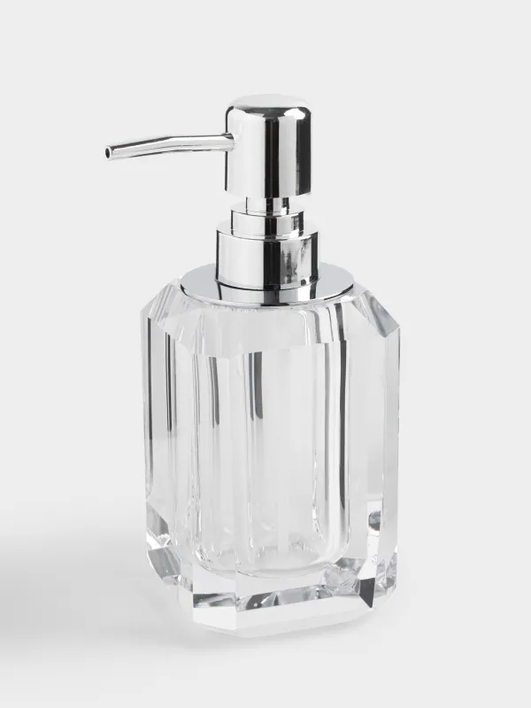 Liquid soap dispenser, 200 ml, Glass / metal, Facets, Shower Crystal Glance, image-0