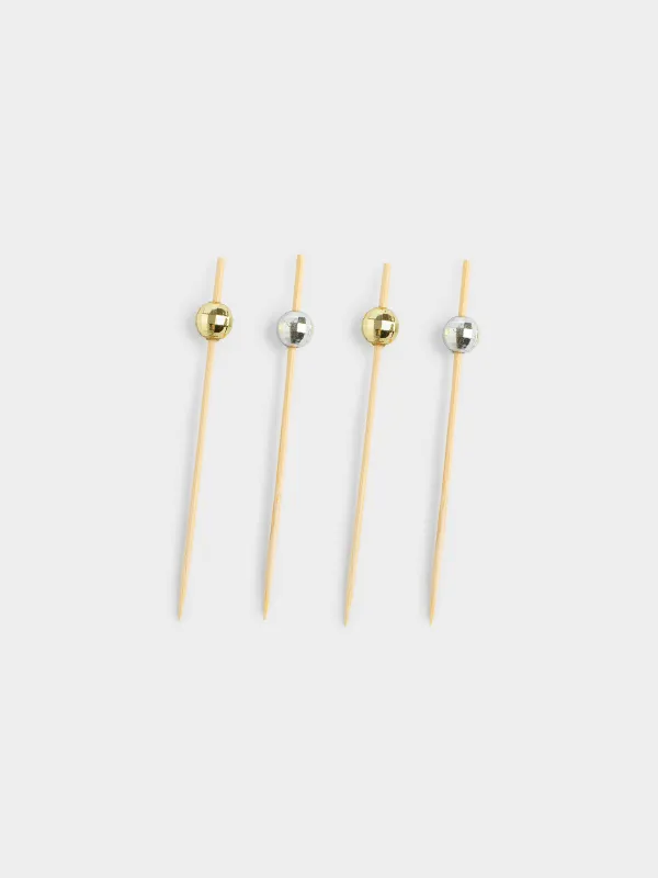 Canape skewers, 9 cm, 20 pcs, bamboo, white and red, Disco ball, Elegant details, image-0