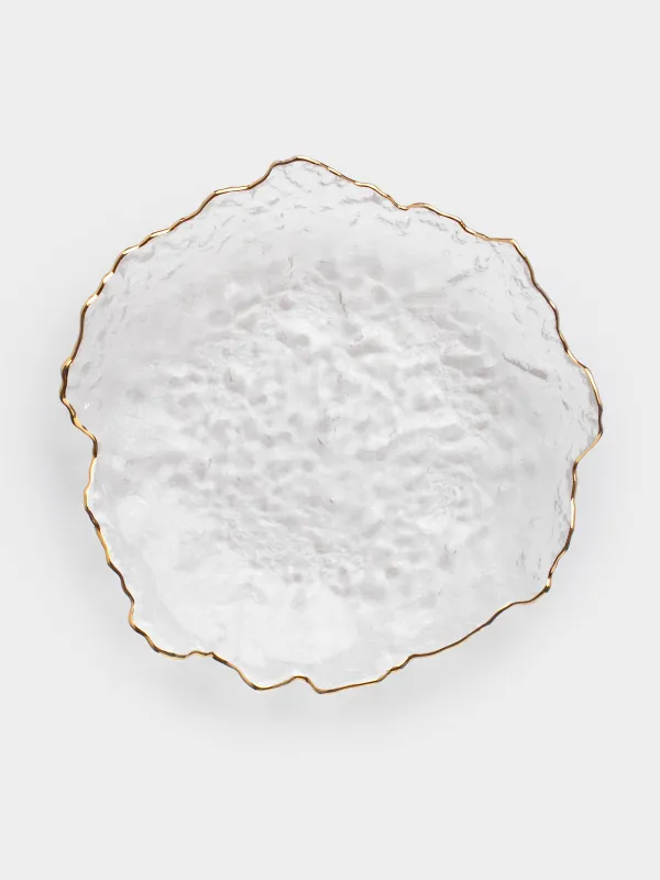 Dish, 25 cm, glass, with golden edging, Nautilus gold, image-1