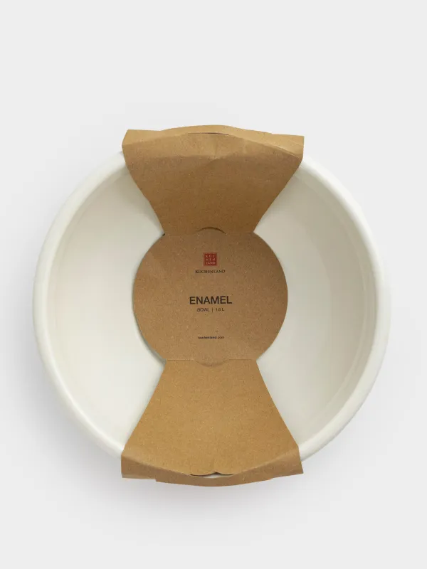 Bowl, 1,6 l, enameled metal, milky, with golden edging, House, Enamel, image-6