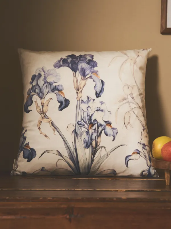 Decorative pillow, 45x45 cm, velvet, milky, Irises, Iris garden, image-2