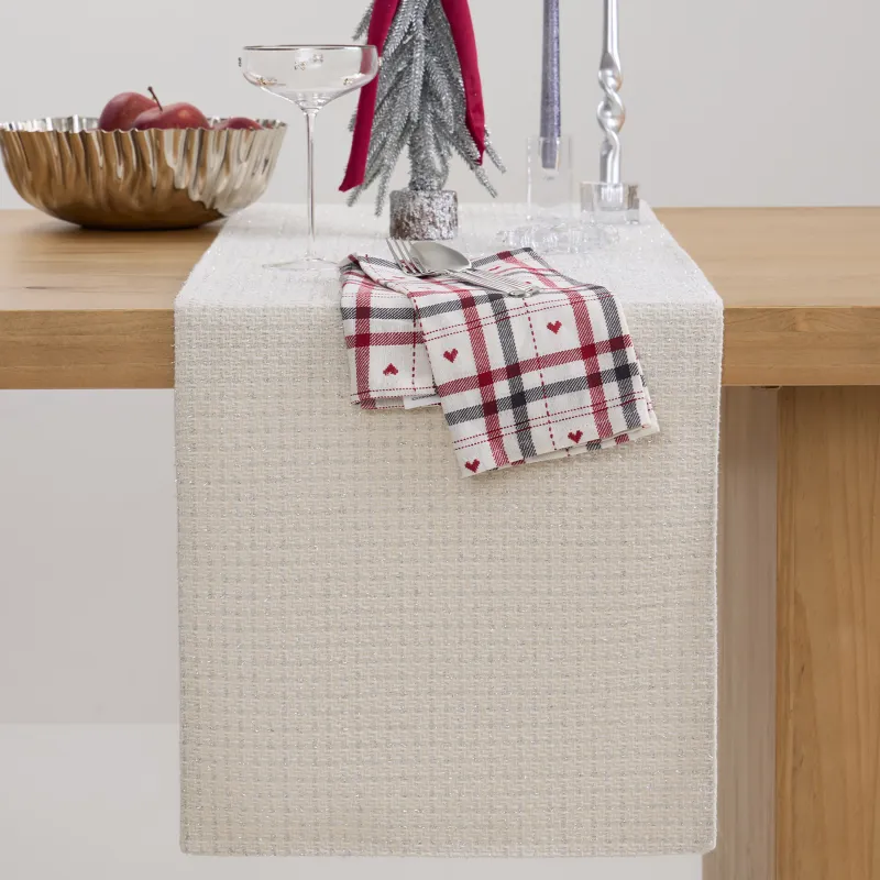 Table runner, 40x160 cm, polyester, white, Silver cage, Cage silver
