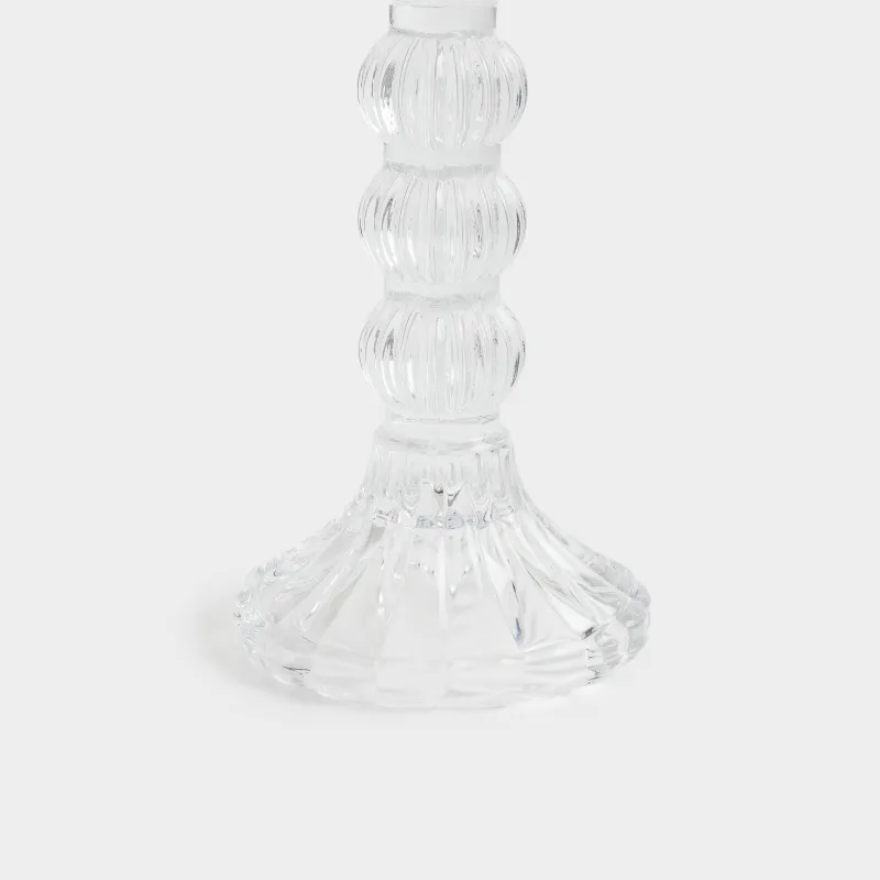 Candle holder, 16 cm, for cylindrical / thin candles, on a leg, collapsible, glass R, Ribby, image-5