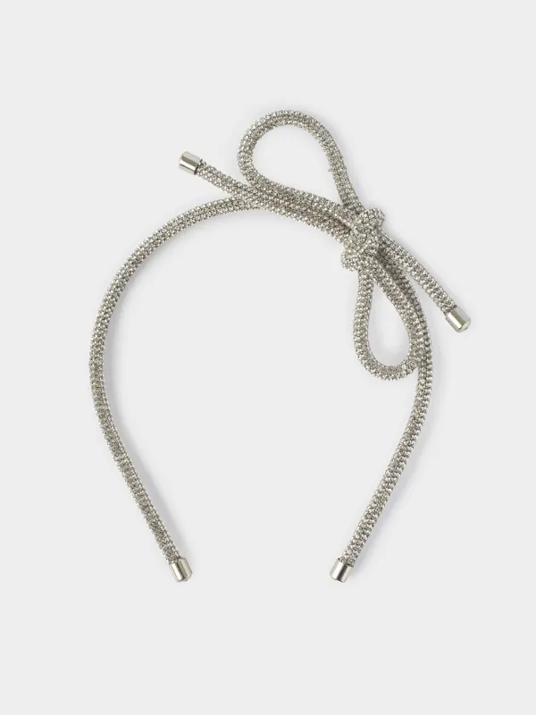 Hair band, 12x14 cm, metal / rhinestones, silver, Jewelry crystal, image-0