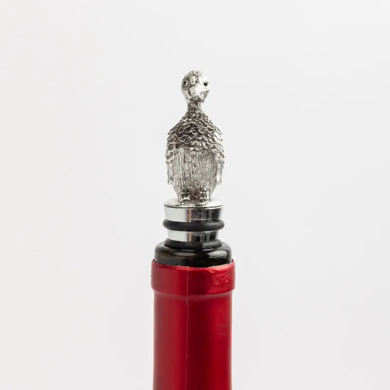Beverage bottle stopper, 11 cm, metal, silver, Duck, Harmony, image-3