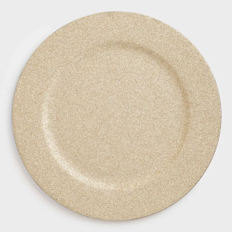 Charger plate, 33 cm, plastic, silver, plastic sparkle