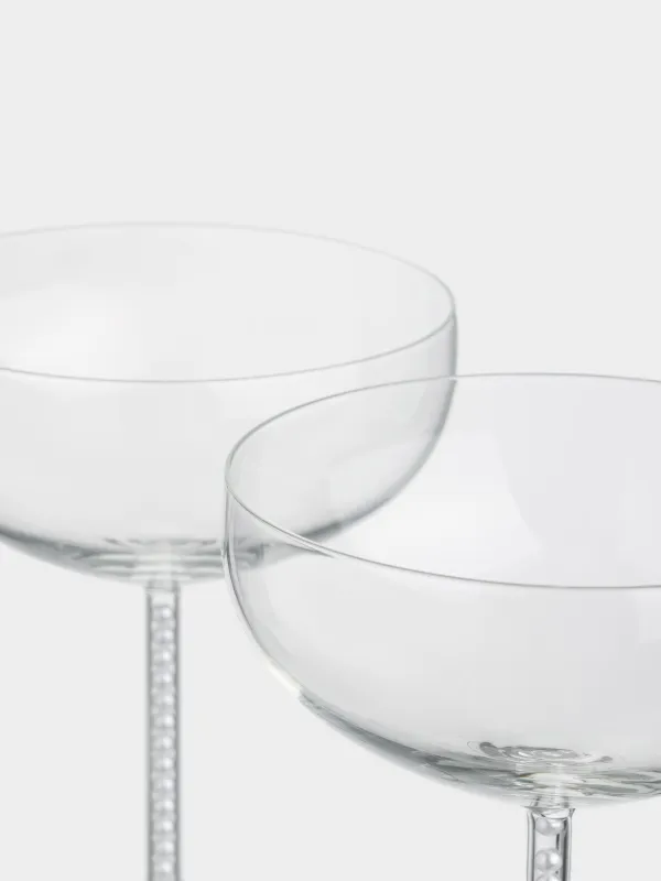 Drinking glass, 300 ml, 2 pcs, with pearls, glass / plastic, Crystal pearl, image-3