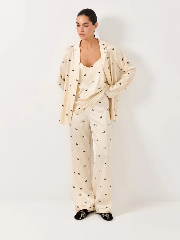 Women's top, homewear, size L, with straps, polyester / elastane, milky, Horses, Luanne, image-4