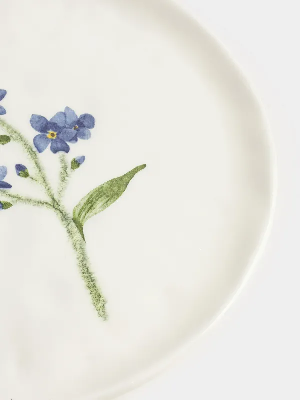 Snack plate, 19 cm, ceramic, white, Myosotis, Crumple print, image-3