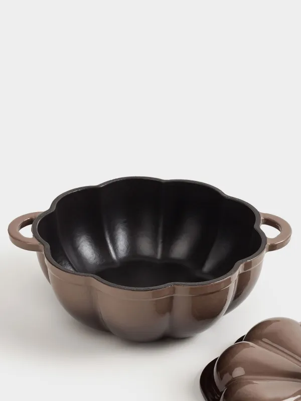 Pot, 20 cm, 1.7 l, with lid, cast iron, Brown, Pumpkin, Gourd, image-5