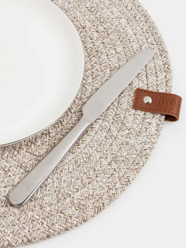 Placemat, 38 cm, polyester / cotton, round, beige-brown, Swivel, image-4