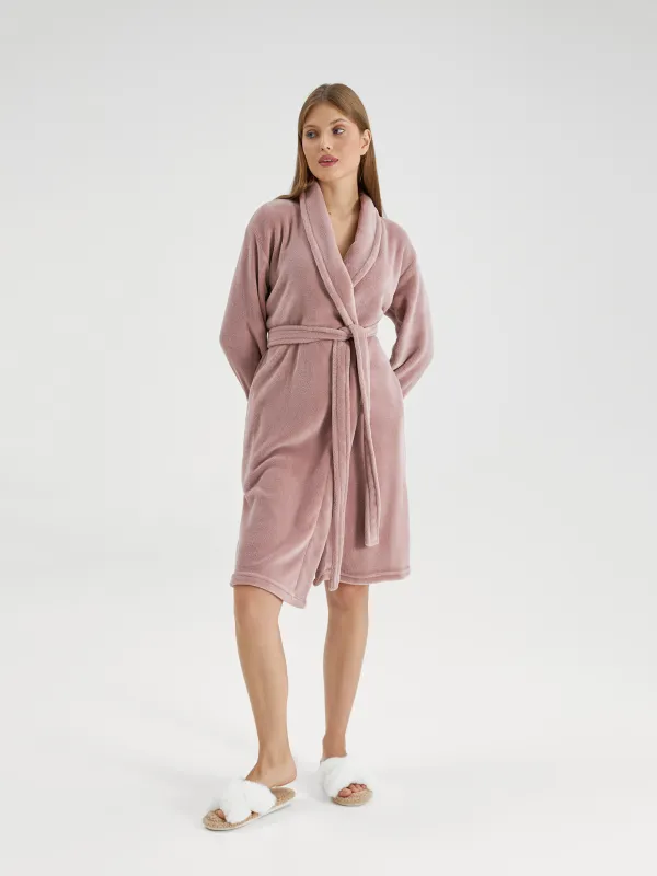 Bathrobe for women, home, p. L / XL, Long sleeve, Polyester, Pink, Drew, image-0