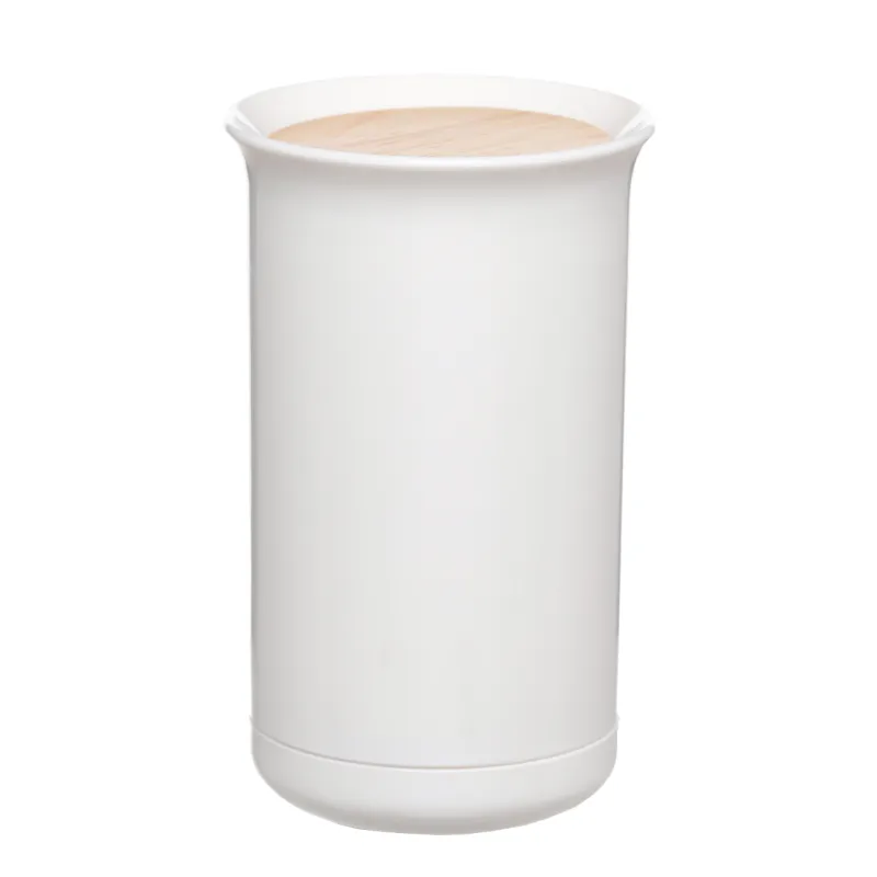 Toothpick container, 10 cm, plastic / rubber wood, White, White style, image-0