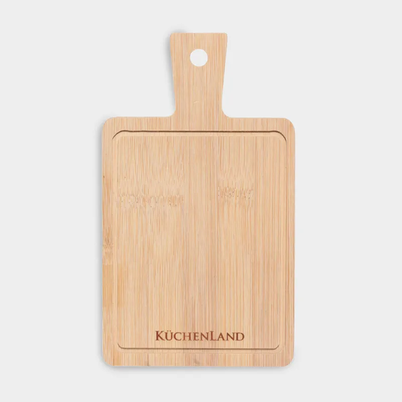 Hot plate, 19x11 cm, with handle, bamboo, rectangular, BBQ