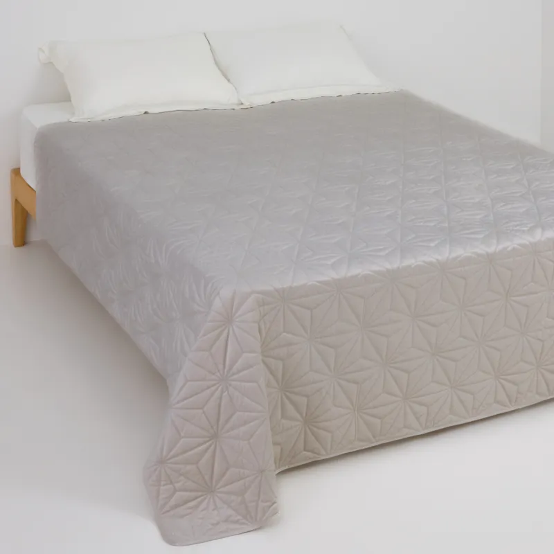 Bedspread, 220x240 cm, quilted, corduroy/microfiber, beige, Toulouse, Stitch velvet