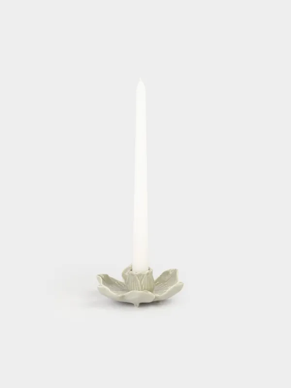 Candlestick, 11x5 cm, for a thin candle, Porcelain P, Green, Flower, Bloome, image-5