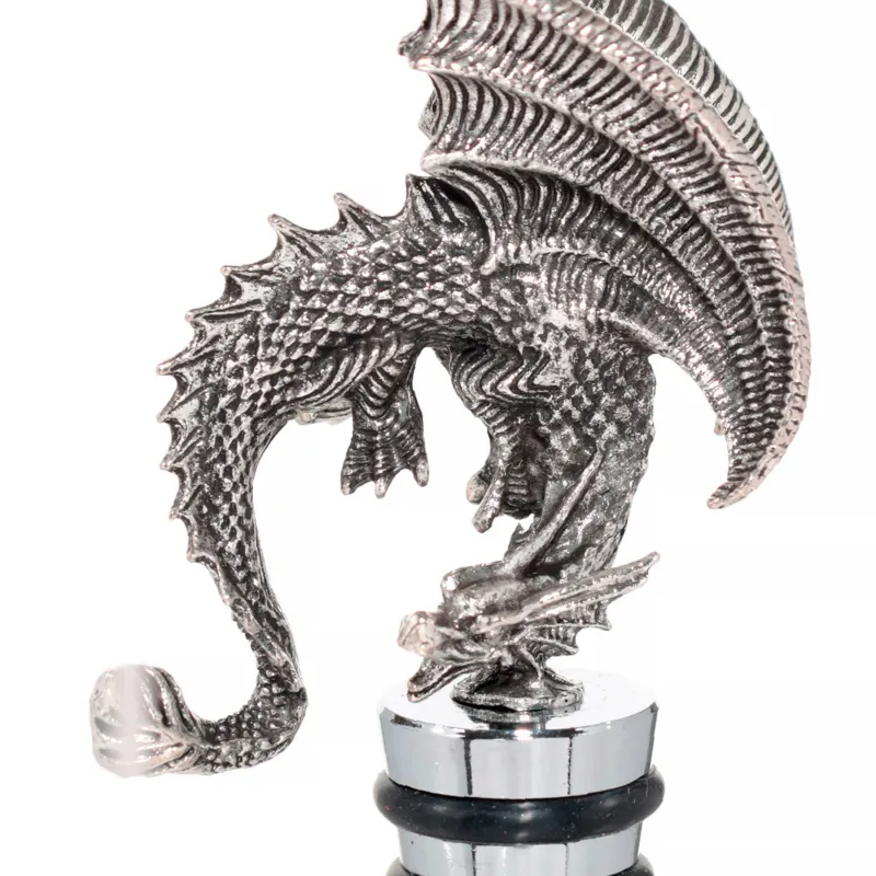 Wine bottle stopper, 12 cm, metal, Dragon rainira, image-1