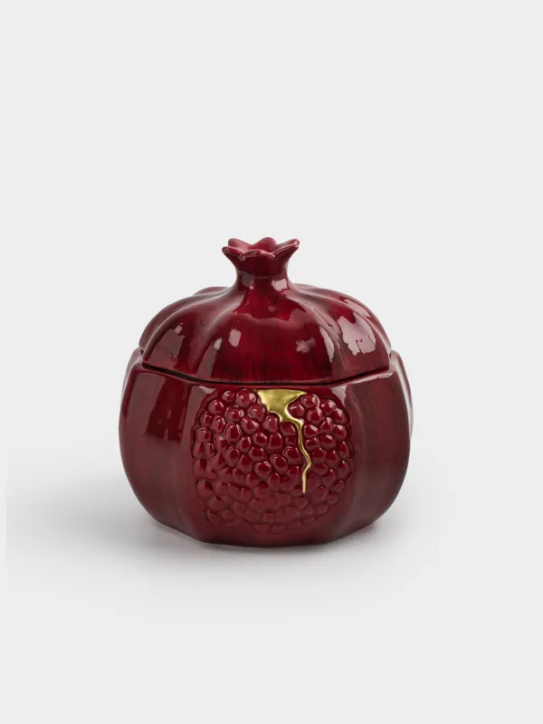 Storage container, 15x15 cm, 1.2 l, ceramic, Burgundy, Pomegranate, Pomegranate, image-0