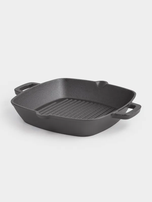 Grill pan, 26 cm, with handles, cast iron, square, black, Authentic, image-3