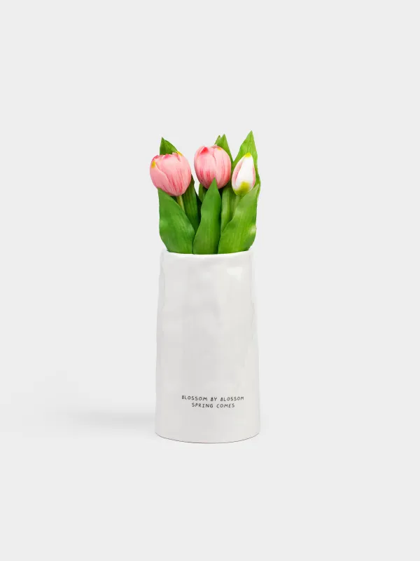 Flower vase, 20 cm, ceramic, milky, Blossom, Crumple font, image-6