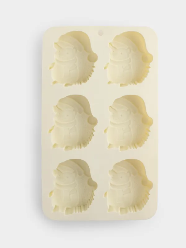 Muffin baking dish, 27x16 cm, 6 compartments, silicone, dairy, Hedgehogs, Bakery, image-1