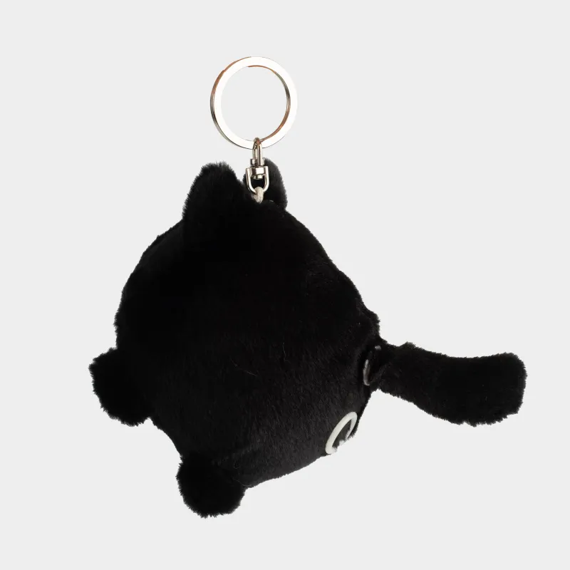Keychain, 10 cm, Soft, Wind-up, polyester / Metal, Black, Cat, Cat night, image-2