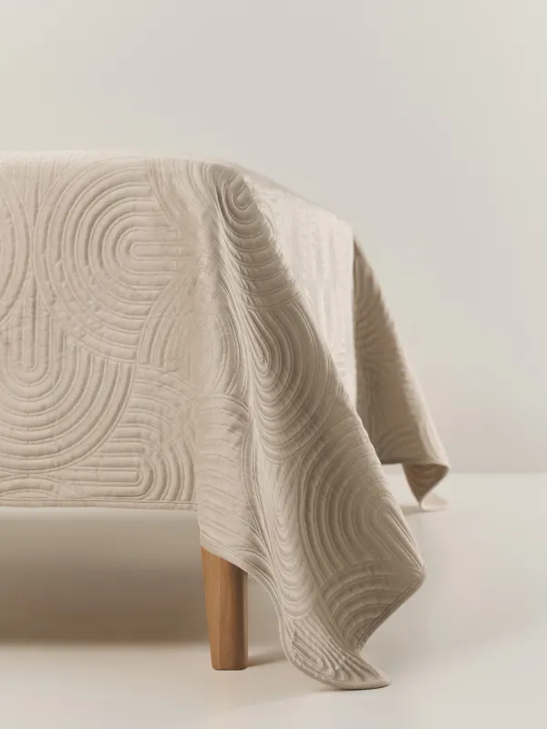 Bedspread, 220x240 cm, quilted, velvet/microfiber, beige, Arch, Arch, image-5
