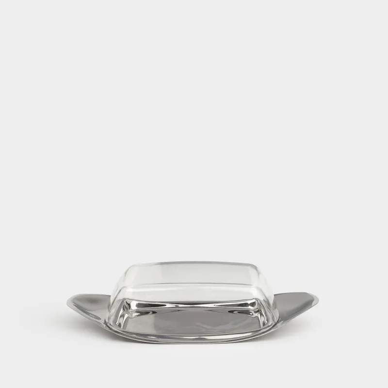 Butter dish, 22 cm, steel / plastic, rectangular, Classic