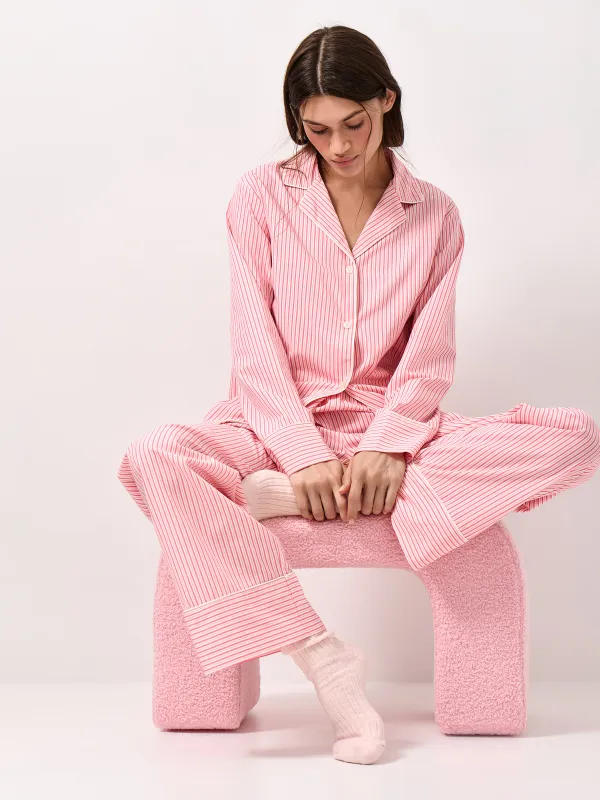 Women's trousers, homewear, size S, cotton / viscose, red, Stripe, Lonisa, image-7