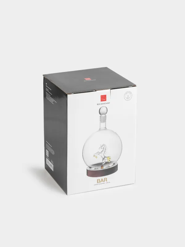 Decanter, 850 ml, on a stand, glass / wood, Horse, Bar, image-5