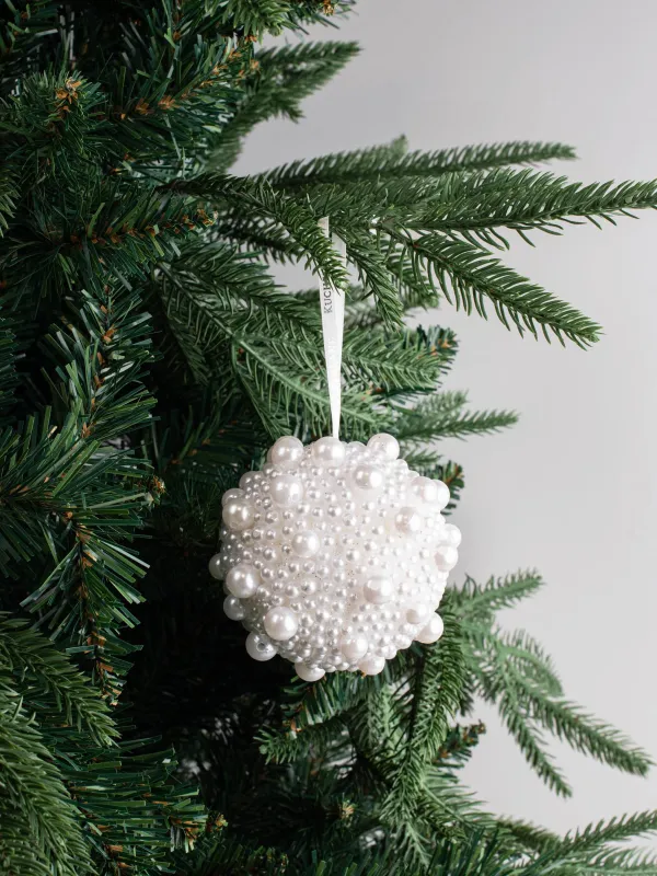 Christmas tree toy, 8 cm, foam/plastic, champagne, Ball in beads, Ball sparkle, image-3