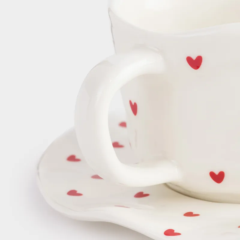 Tea pair, 1 person, 2 items, 300 ml, porcelain P, milky, Hearts, Crumple amour, image-6