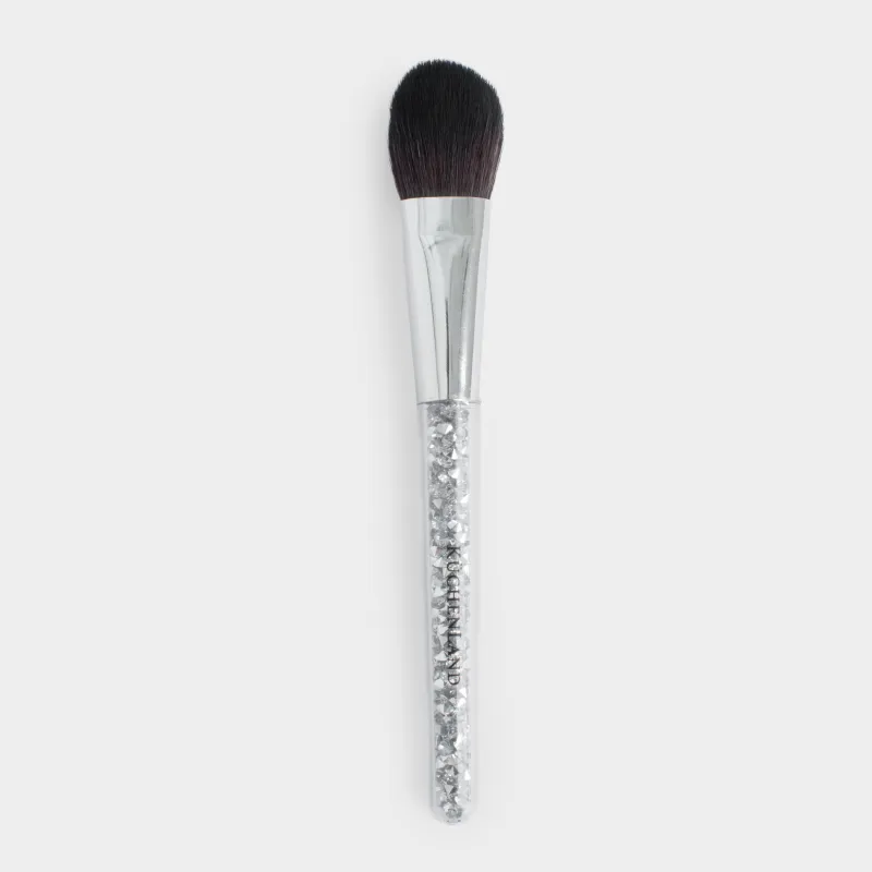 Foundation brush, 15 cm, artificial pile / plastic, Silver, Beauty makeup