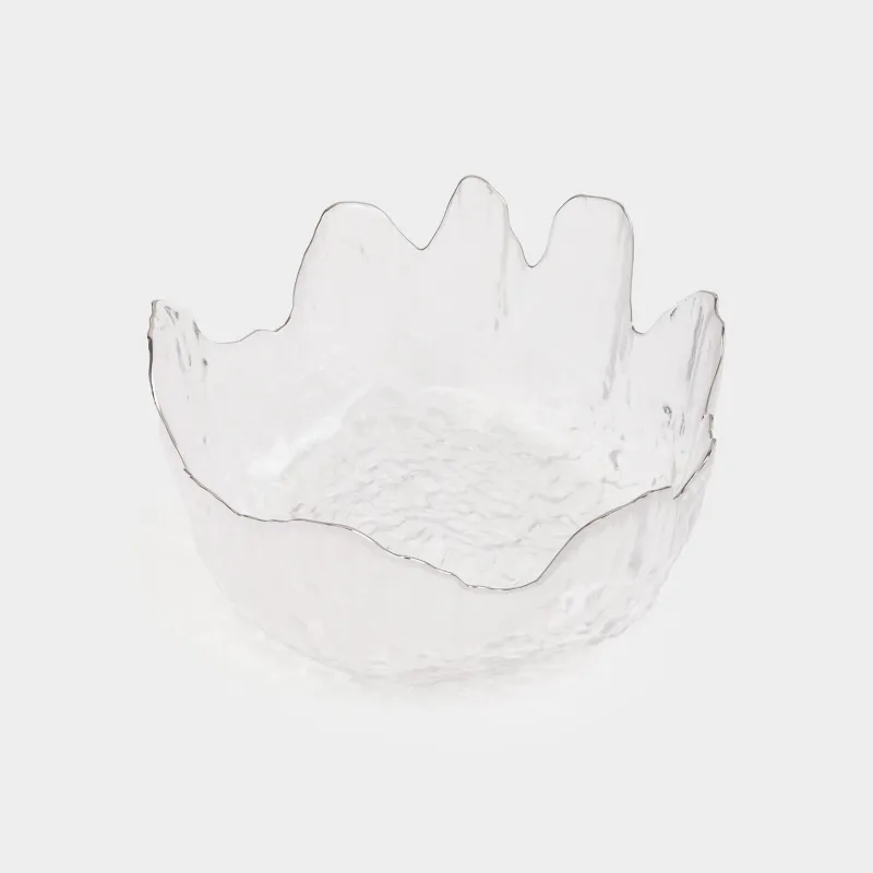 Salad bowl, 17x7 cm, 700 ml, glass, with silver edging, Nautilus silver, image-2