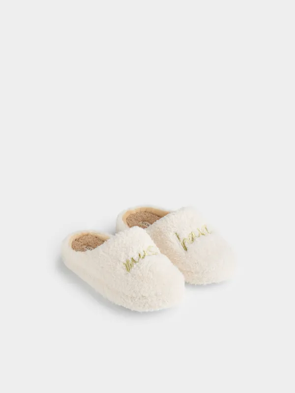 Women's slippers, homewear, size 36-37, fleece / nylon, milky brown, Needed, image-4