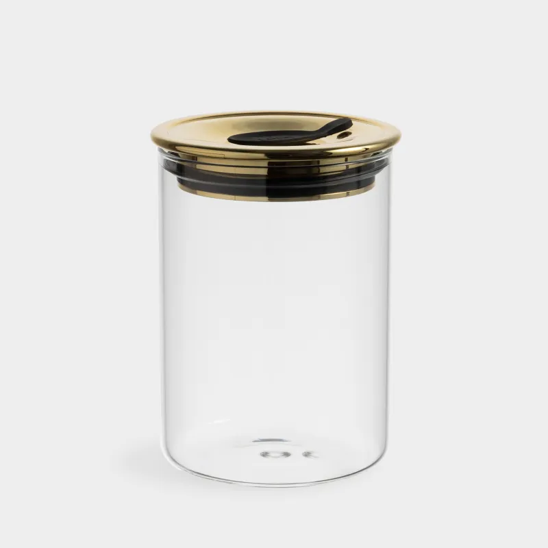 Bulk products jar, 750 ml, glass B / plastic, Golden lid, Classic gold