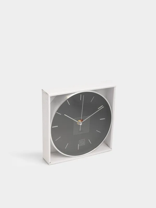 Wall clock, 20 cm, glass/aluminum, round, silver-black, Dial, image-5