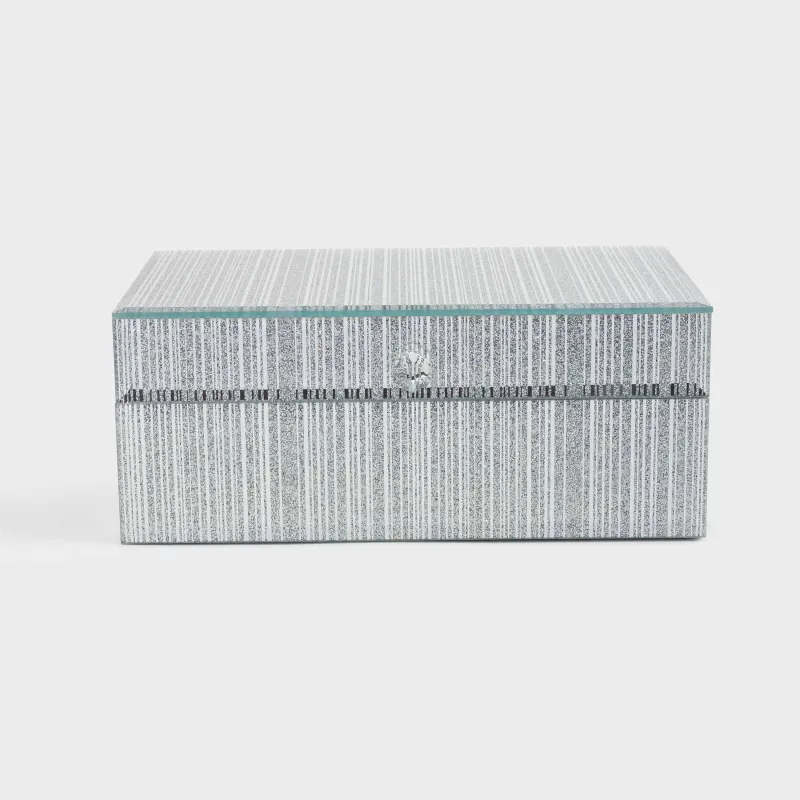 Jewelry box, 21x13 cm, glass, silver, Stripes, Actress, image-1