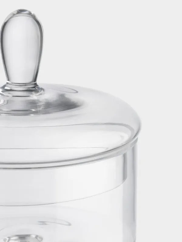 Candy bowl, 13x17 cm, 750 ml, on the leg, with lid, glass, Clear, image-2