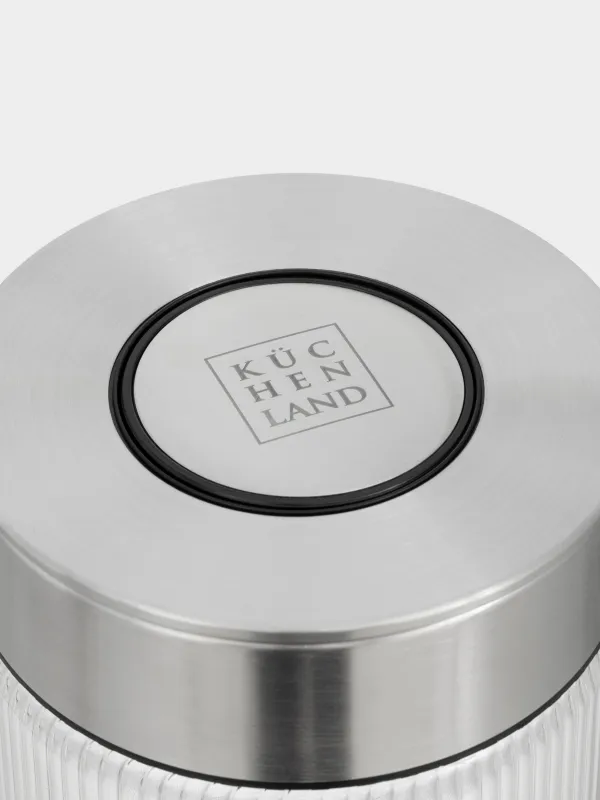 Bulk products jar, 960 ml, with vacuum lid, glass B, Ribby steel, image-3