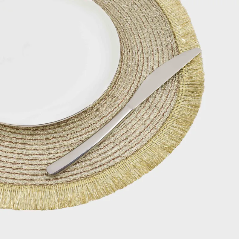 Napkin for appliances, 38 cm, polyester, round, golden, Rotary shine, image-2