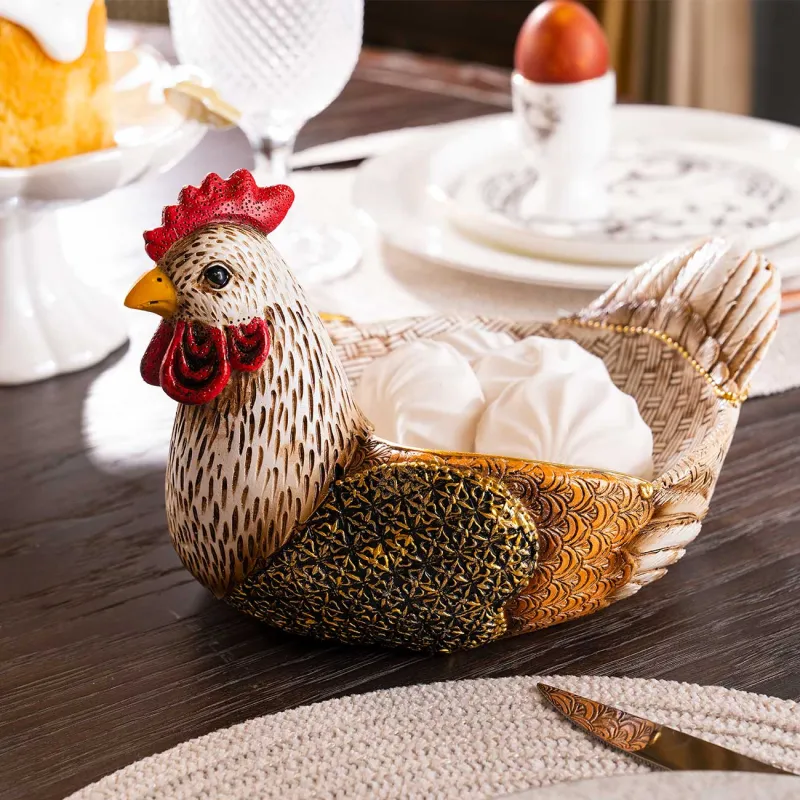Candy bowl, 25x17 cm, polyresin, colored, Chicken, Natural Easter, image-6
