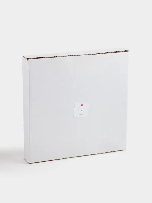 Tray, 35 cm, plastic / glass, round, Golden, Flowers, Floral, image-5