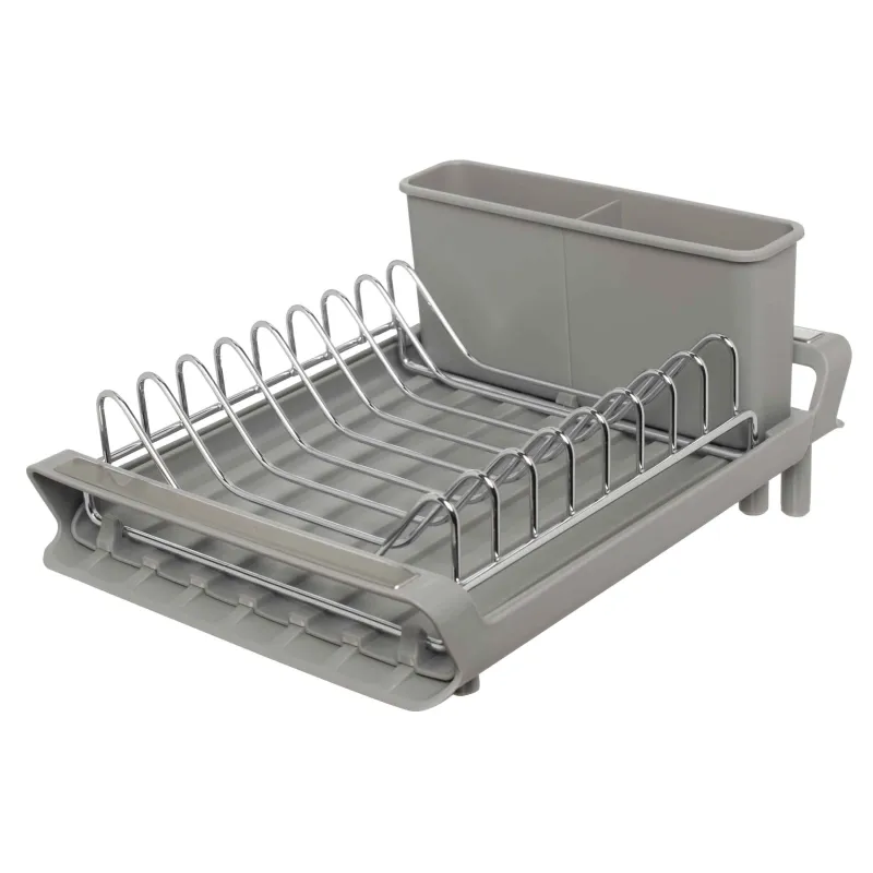 Dish dryer, 28 / 47x20 cm, with sliding tray, steel / plastic, Grey, Drying new