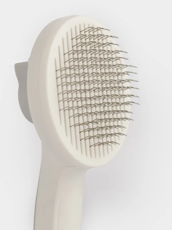 Pet hair comb, 18 cm, Self-cleaning, plastic / steel, White-gray, Ears, Pet, image-3
