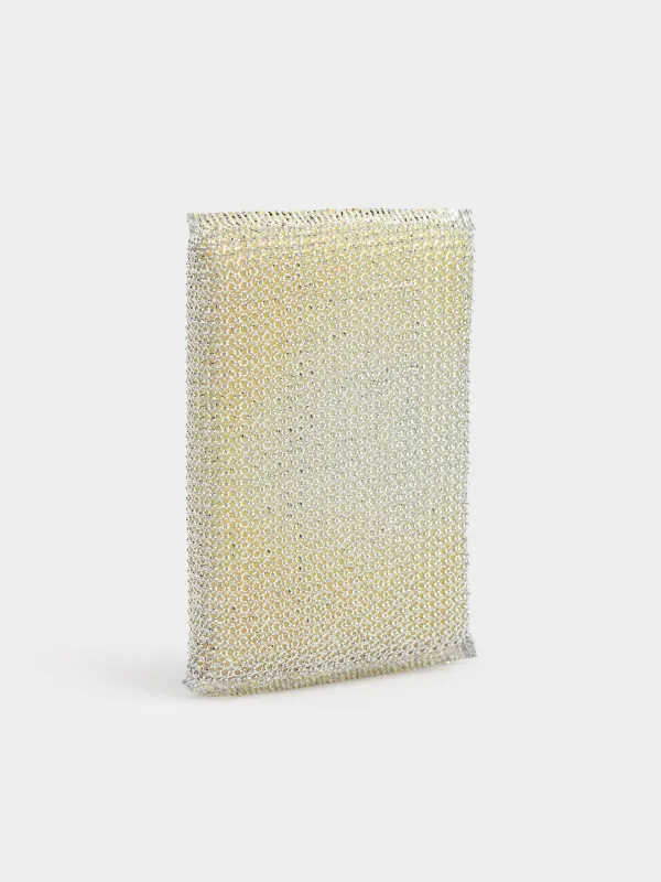 Sponge for washing dishes, 12x8 cm, 2 pcs, dacron / foam rubber, gold/silver, Clean, image-4