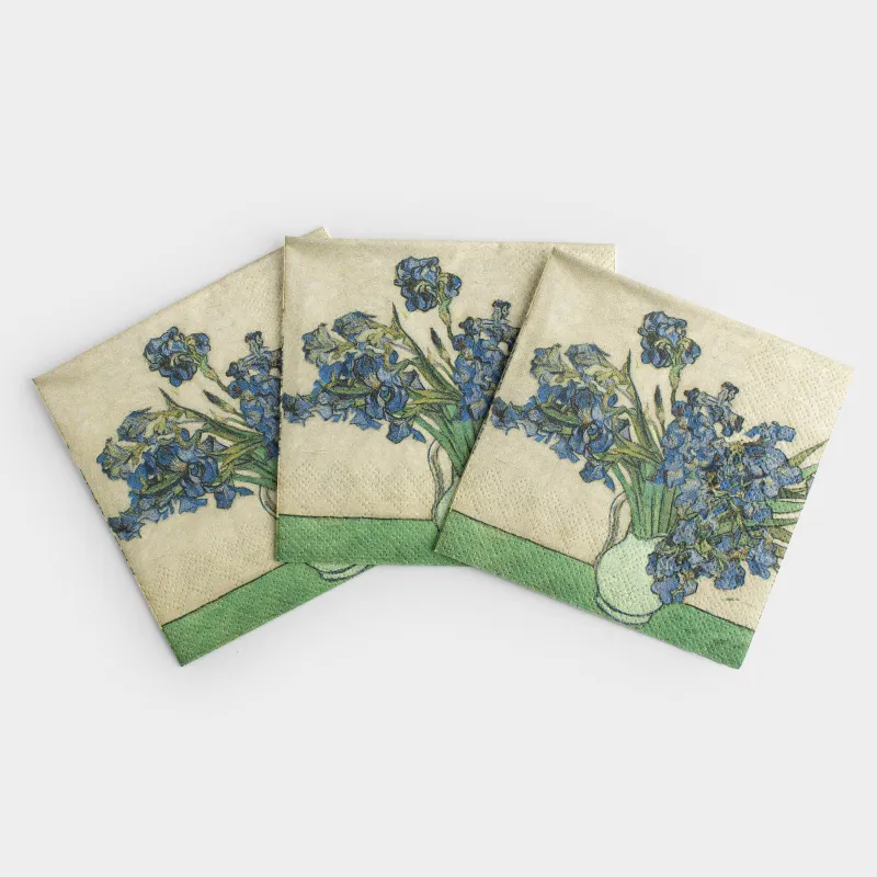 Paper napkins, 21x21 cm, 20 pcs, beige, Irises, Van Gogh, Art, image-2